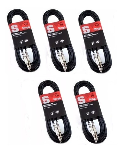 Pack X 5 Cable Plug-plug 6 Mts Stagg Sgc6 Para Guitarra Bajo 0