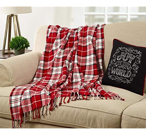 Saro Lifestyle Manta A Cuadros Rojos, 50  X60, Th648.r5060 0