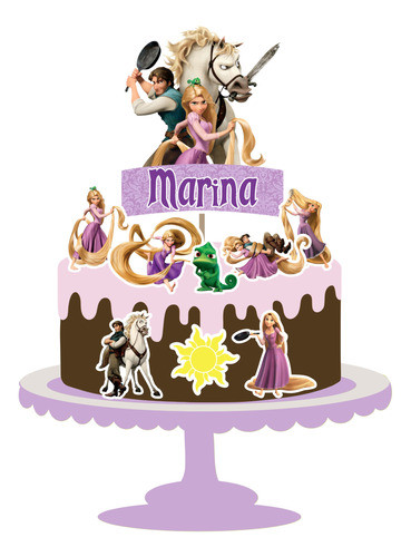 Cake Topper- Adorno Para Torta - Rapunzel -personalizado 0