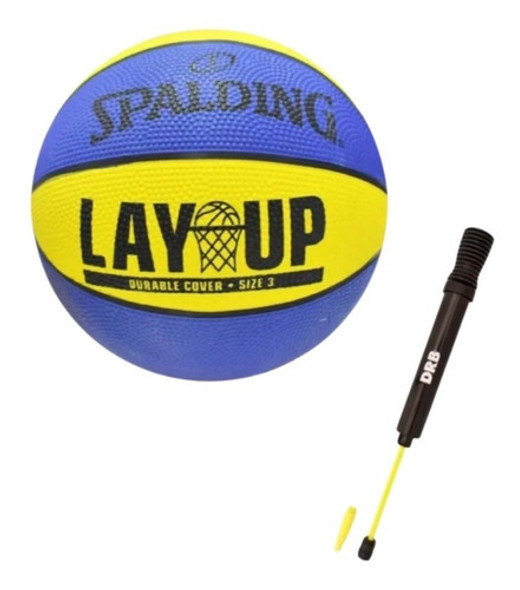 Combo Basquet! Pelota Spalding Az/ama N°3 + Inflador Drb 0