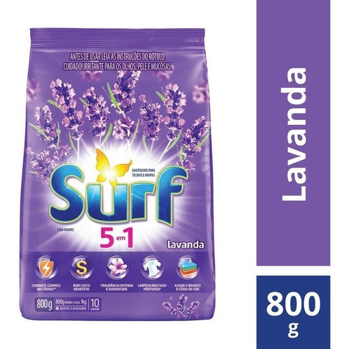 Sabão Em Pó Surf 5 Em 1 Lavanda 800g Kit C/6 1