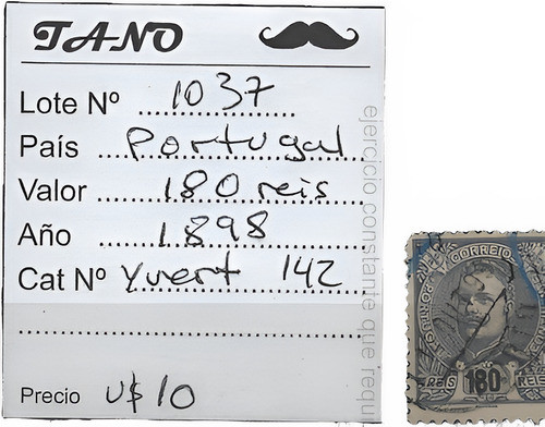 Lote1037# Portugal 180 Reis Año 1898 Yvert# 142 0