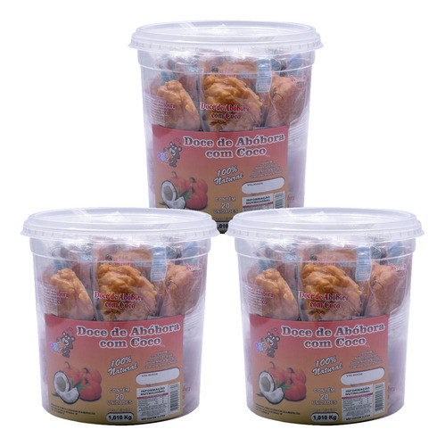 Kit 3 Pote Sobremesa Caseira Tradicional Abóbora C/ Coco 1kg 0