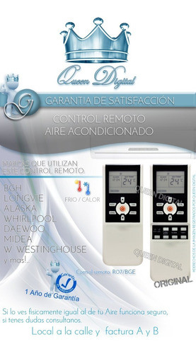 Control Remoto Aire Acondicionado Rg36f/bg Bgh Midea Longvie 1