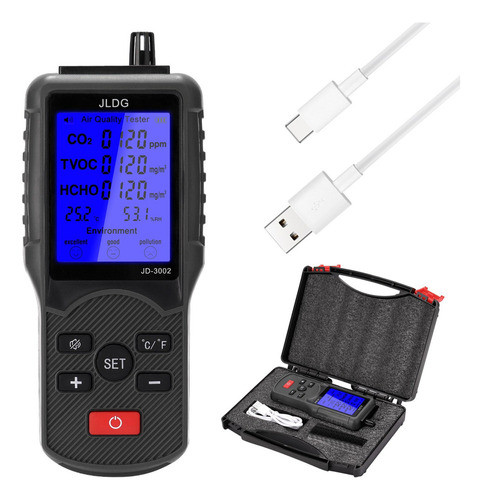 Medidor Multifuncional Da Qualidade Do Ar Co2 Tvoc 0