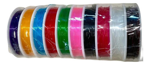 10 Rolo Fio Elástico Coloridos De Silicone P/pulseiras 1.0mm 0
