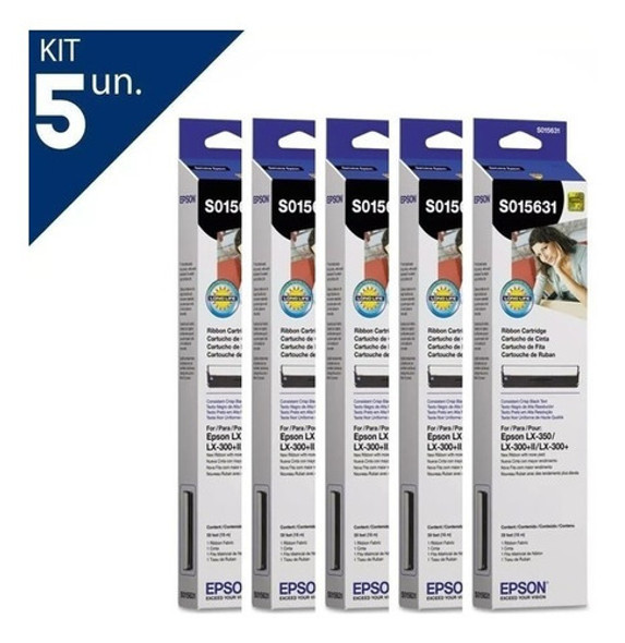 5x Fitas Matricial Original Epson Lx350 Lx300+ Lx300 S015631 0