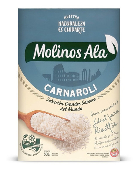 Arroz Mediano Blanco Carnaroli Molinos Ala 500g Sin Tacc X6 1
