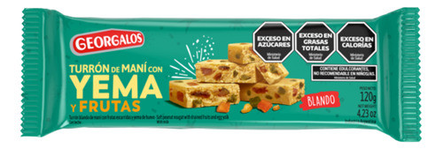 Turrón Georgalos Blando De Maní Con Yema Y Frutas 120 G. 0