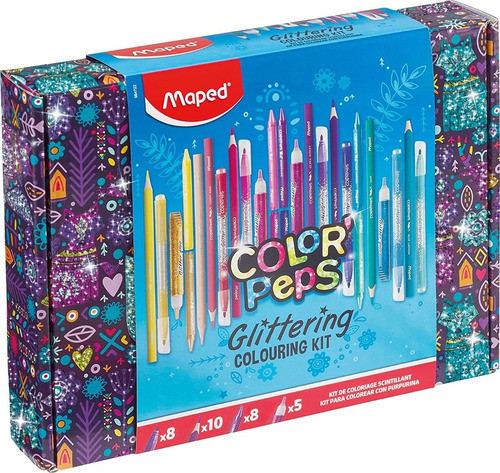 Juego De Dibujo Maped Purpurina Glitter Escolar 31 Piezas 1