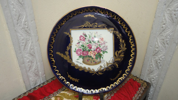 Plato Frances Limoges Antiguo Cobalto Y Oro Pintado Vealo 0