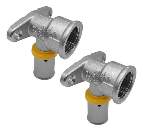 Kit 2 Pex Para Gás - Cotovelo Com Base Fixa 16mm - 1/2 0