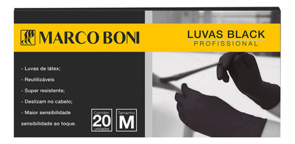 Marco Boni Luvas Black Tam M 20 Unidades 0