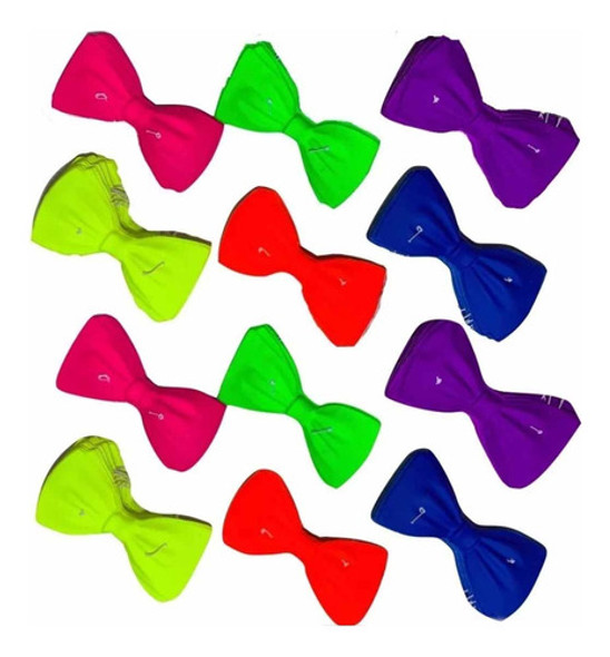 Moño Plastico Fluo Colores Surtidos X5 1 Moño Plastico Fluo Colores Surtidos X5 1