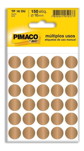 Etiqueta Redonda Tp-16 Ouro Redonda 16 Mm 0