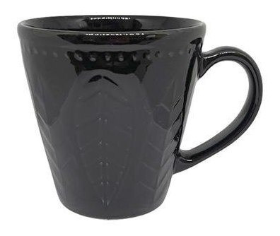 Caneca Corona 254ml Relieve Preto Folhas Yoi 0