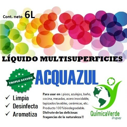 Líquido Multisuperficies Triple Acción Aquazul 6 L 1
