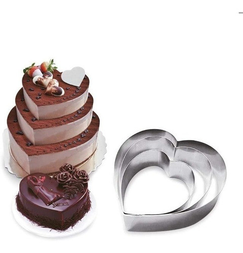 Cortador De Bolo Coração Cake Baking Tool 3 Peças 0