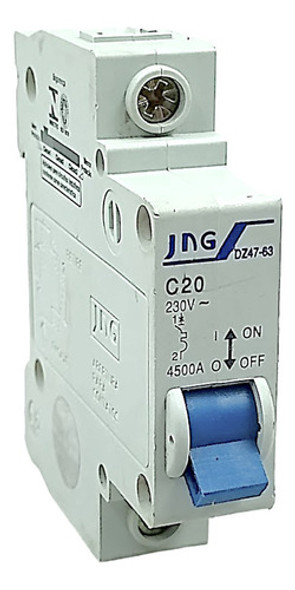 Disjuntor Monopolar Jng Dz47-63 C20 Curva C 20a 230v 4,5ka 0