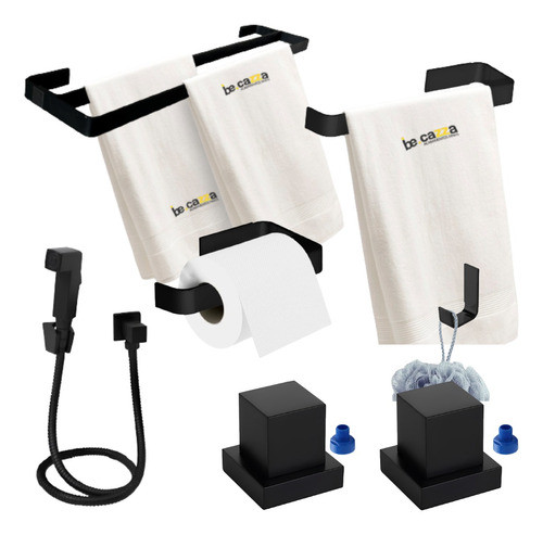 Kit Banheiro Preto Duplo Ducha Higienica 2 Acabamento Docol 0