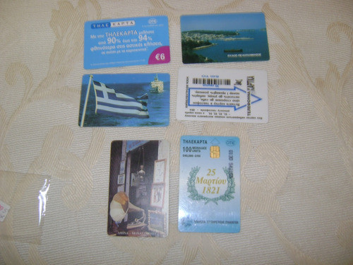 6 Tarjetas Telefonicas De Grecia Para Coleccionismo 0