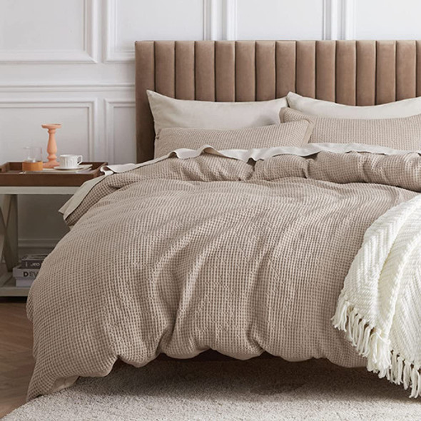 Bedsure Cotton Duvet Cover Set - 100% Algodón Waffle Weave K 0 Bedsure Cotton Duvet Cover Set - 100% Algodón Waffle Weave K 0