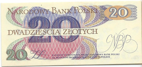 Billete  De  Polonia  20  Zlotych  1982 R  Serie  At  S/c. 1