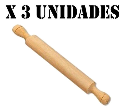 Palo De Amasar X3 Madera 50 Cm Cocina Estirar Masa Palote ! 1