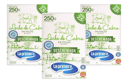 Leche De Cabra En Polvo Semidescremada La Primera 250g X3 0