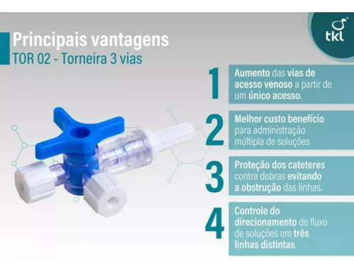 50 Torneiras De 3 Vias Luer Lock Tor02 Tkl 1