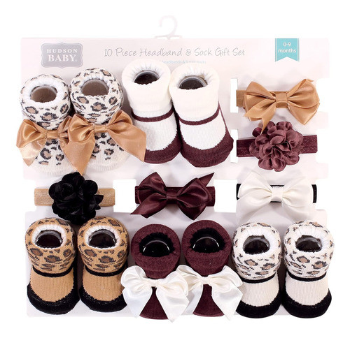 Diademas Y Calcetines Para Bebe Hudson Baby Burgundy Leop... 1