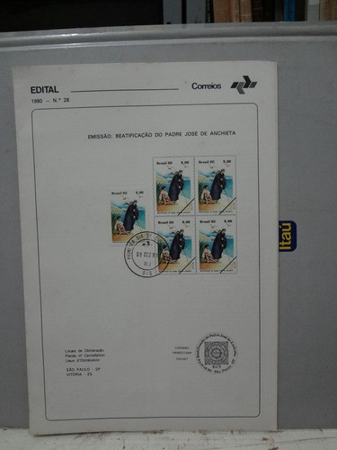Edital Nº 28 1980 + Fdc + Quadra Beatificação Do Pe Anchieta 0