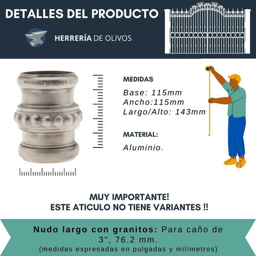 Adornos Para Columnas, Nudo Largo Con Granitos Para Caño 3p 1