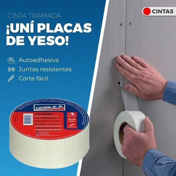 Cinta Durlock Doble A Tramada 48 Mm X 45 Mts X 4 Unidades 1