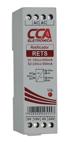 Retificador Vca Vcc Entrada 24vca E Saídas 24vcc 500ma 10vcc 1