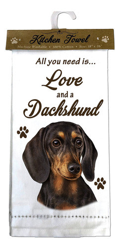 E&s Pets Dachshund, Toallas De Cocina Negras, Color Blanco 0