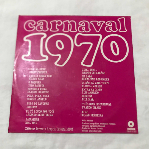 Lp- Carnaval 1970 ( 1969 ) 1