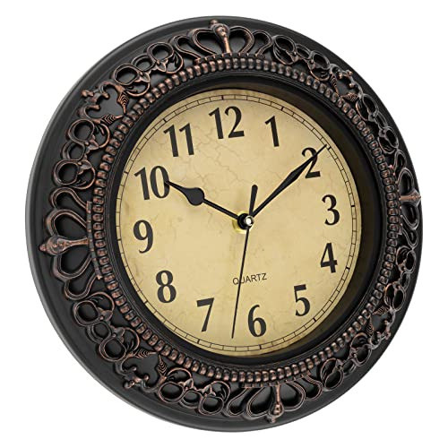 Reloj De Pared Vintage Silencioso 30 Cm Marco Bronce 1