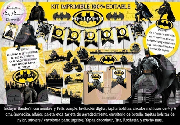Kit Imprimible Candy Bar Batman 100% Editable 1