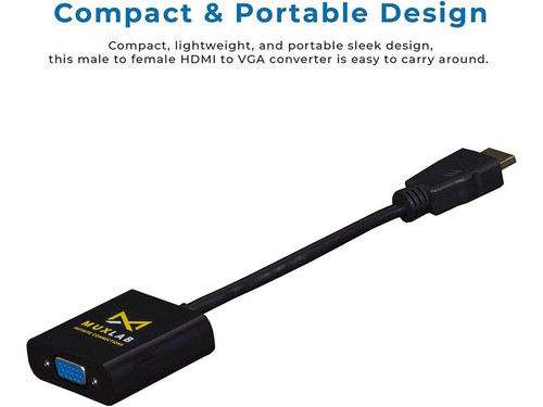 Convertidor Adaptador Muxlab Hdmi A Vga (macho A Hembra) 1