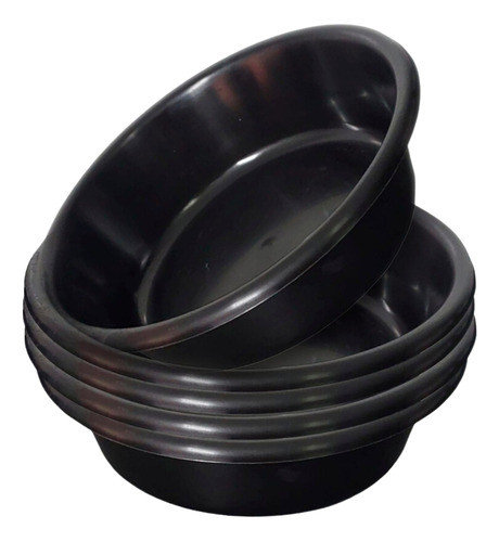 Kit 5 Bacias Pretas Redondas E Reforçadas 4,8l 0