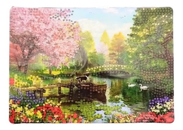 Pintura Por Diamantes Cuadro 15x21 Paisaje Lago 0