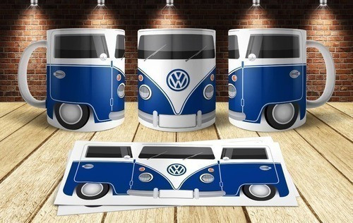 Kit Plantillas Sublimación Tazas - Autos Combi Volkswagen 0
