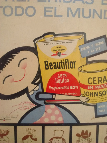 Antigua Publicidad Cera Jhonson's Carton 1