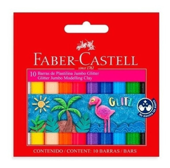 Plasticina Faber Castell Con Glitter X 10 Colores 0