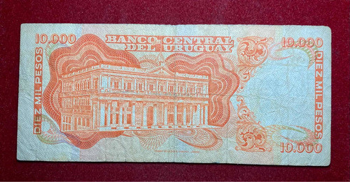 Billete 10 Nuevos Pesos Uruguay 1975 Resellado Pick 58 1