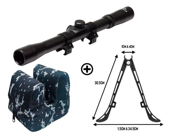 Bipe Dione 4g + Luneta 4x20 11mm + Sandbag Noturno Digital 1