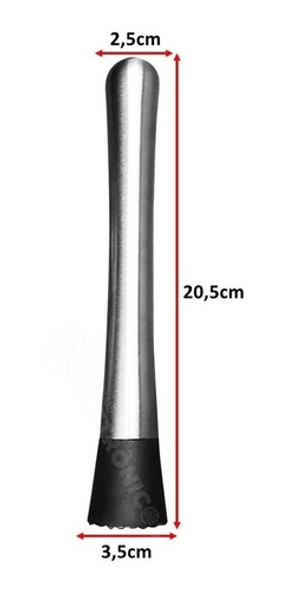Socador De Caipirinha Inox Amassador De Frutas Bebida Barman 1