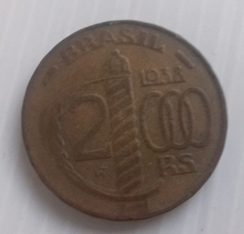 Brasil 2000 Reis 1938 Canto Poligonal 24 Lados Km#548 0