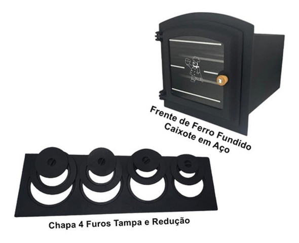 Forno P/ Fogão À Lenha Peq. Aço + Ferro Fundido + Chapa 4 F 1